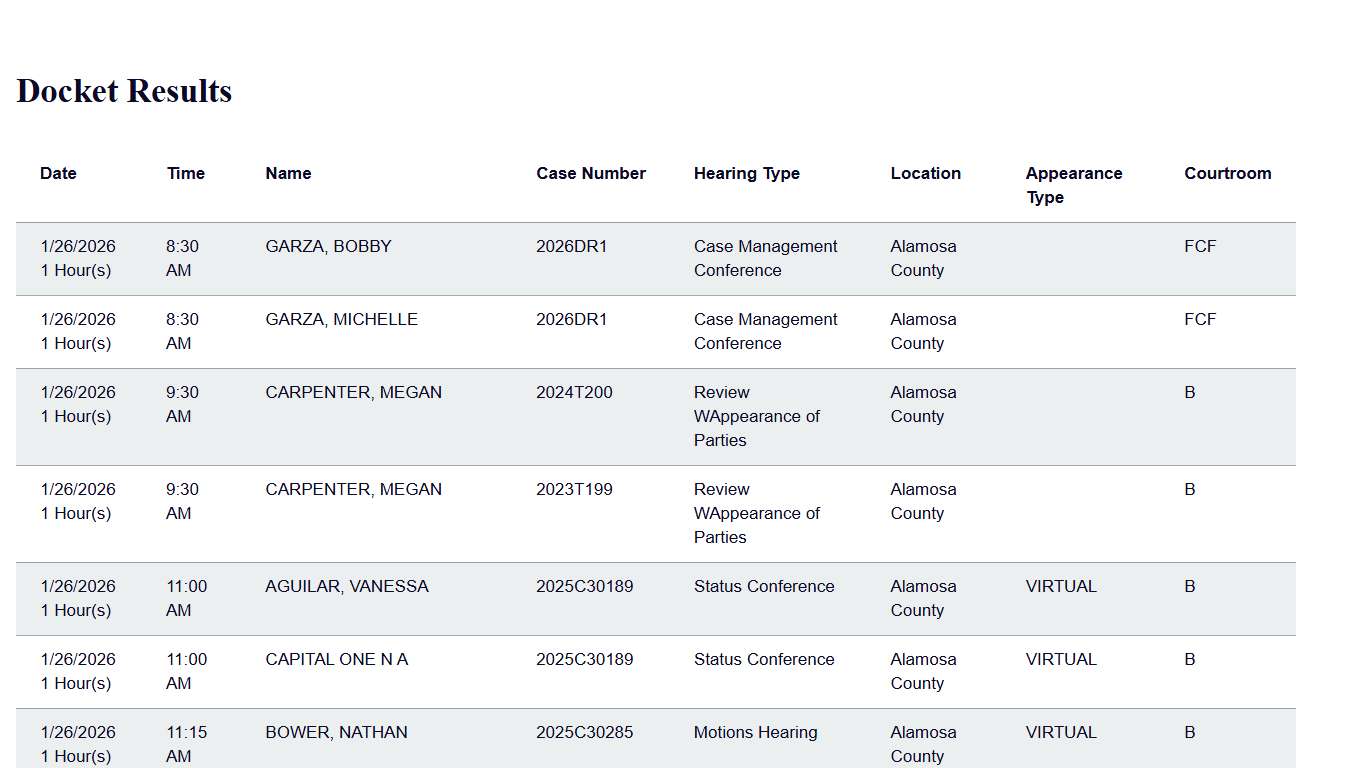 Docket Print Results Colorado Judicial Branch